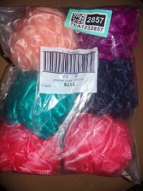 Freeman Loofah Sponge Shower Loofahs Bath Sponges Mesh Balls 6 pk